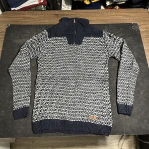 Icewear Icelandic Wool Fair Isle Sweater Men Vintage Quarter Zip Shetland Knit
